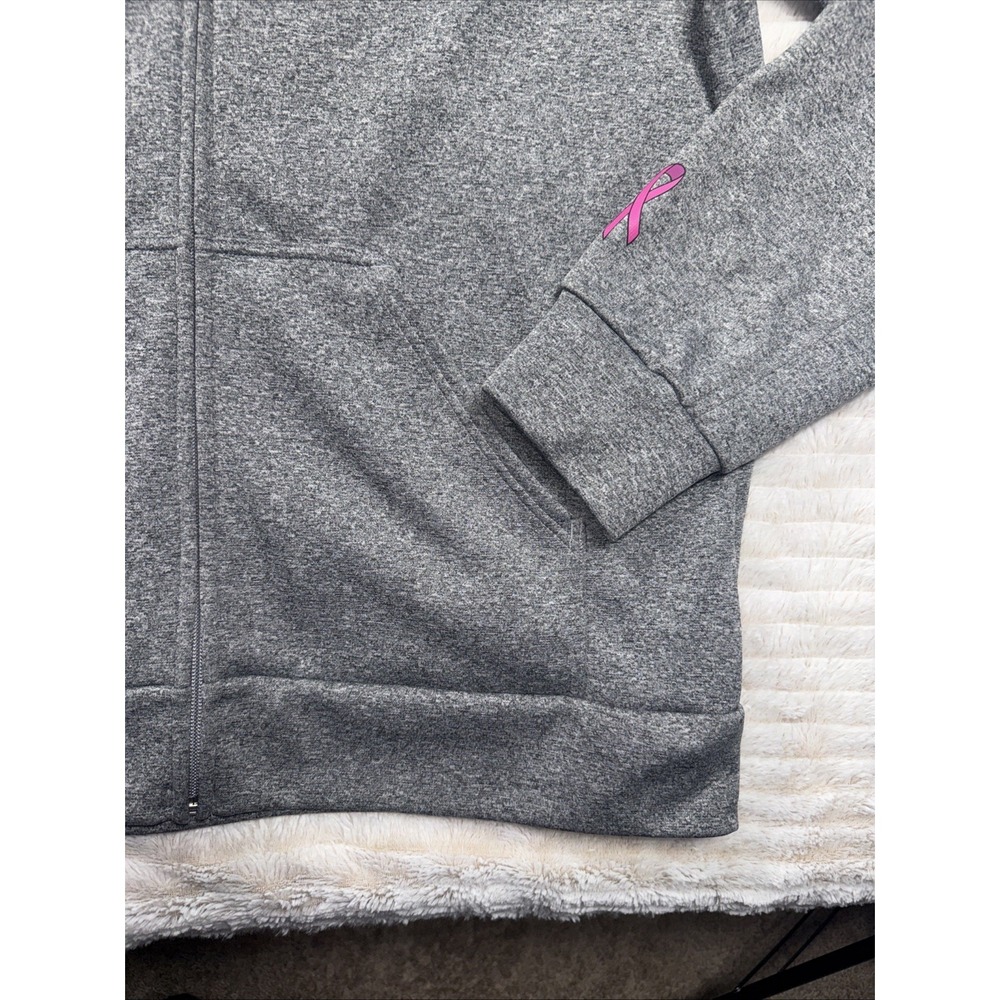 North Face Men's Large Grey Zip-Up Hoodie‎ Breast Cancer Pink Ribbon NWOT New - Picture 9 of 16